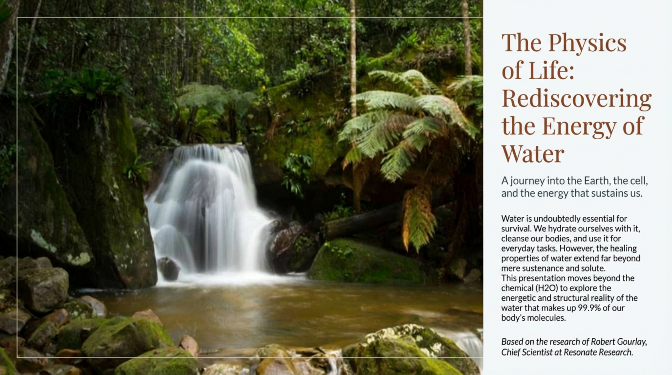 The Physics of Living Water — Introduction